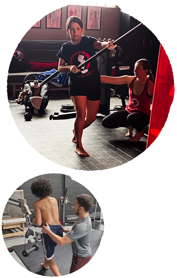Top image Rosie training using the Functional Patterns New Jersey Methodology. Bottom Image is Alex working with a kid who is training at Functional Patterns NJ